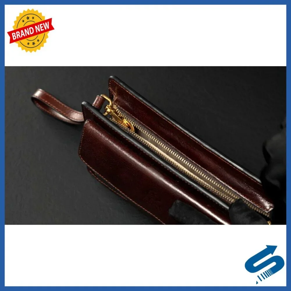 Handmade Italian Leather Clutch Wrist Bag Organizer Briefcase